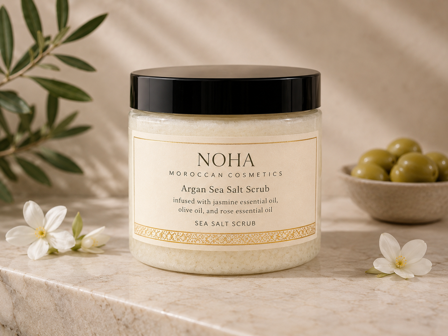 Argan oil based| sea salt scrub – Noha Moroccan cosmetics